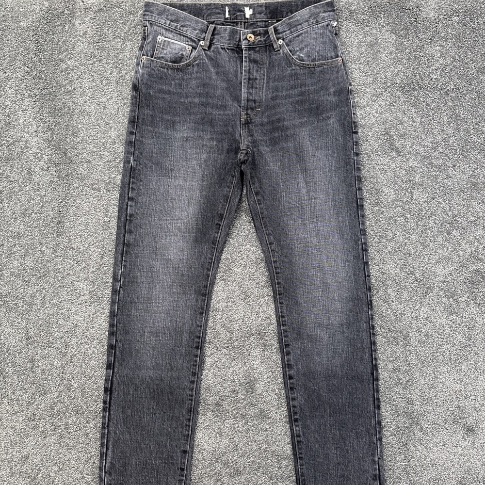 Mens 31x33 Taylor Stitch Jeans Selvedge Black Democratic Straight Button Fly